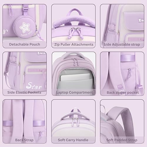 Image of School & College Backpack with Detachable Pouch | 18 Inch Large capacity bag for Girls & Boys Age of 12-16 years | Best for School, Tution, Travel, Camping