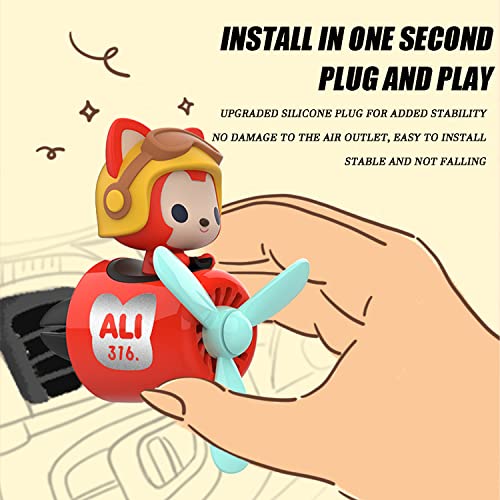 Image of Car fragrance diffuser pilot car air outlet fragrance diffuser cartoon rotating fan leaf car perfume cute cartoon shape car perfume air freshener with 2 fragrances (fox) 1.0 Count