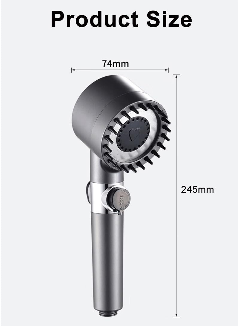 Doccia pressurizzata con 4 modalità di regolazione, soffione ad alta pressione con filtro, doccia idromassaggio per bagno(Shower and 1 Filters)