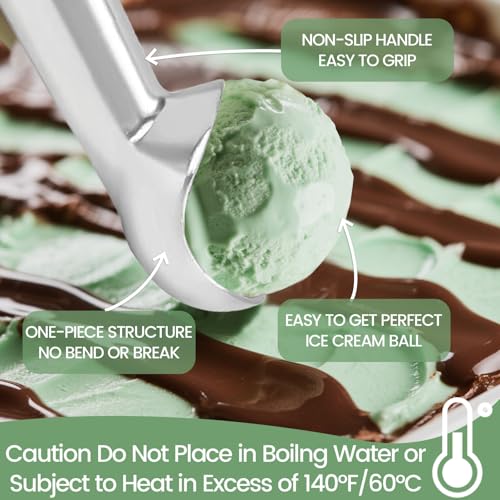 HANSGO Ice Cream Scoop, 2PCS 7 inches Nonstick Anti-Freeze Ice Cream Scooper One Piece Aluminum Design Dishwasher Safe - Image 5