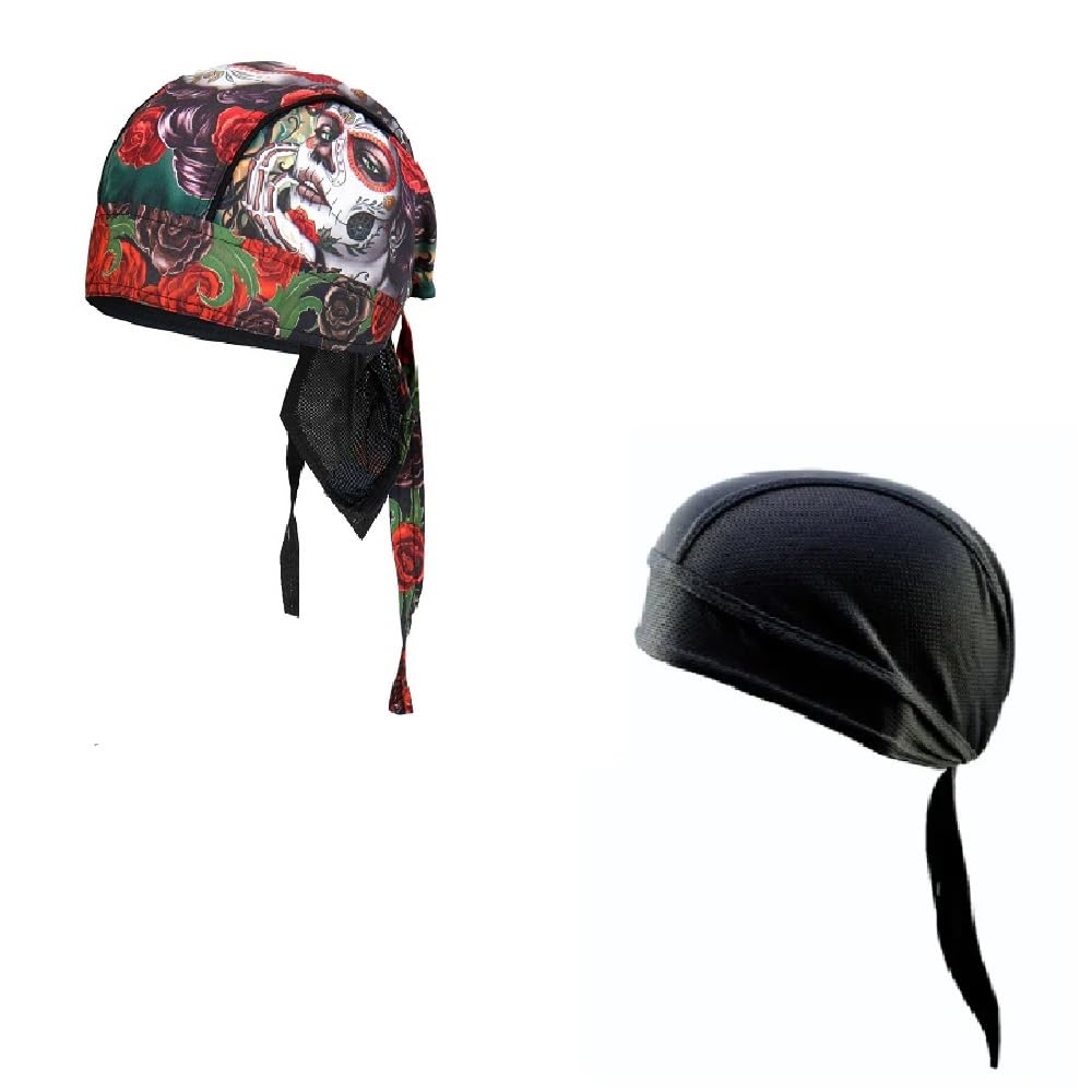 Generic Lot or Set of 2 Red White Sugar Skull Day of The Dead and Solid Black Moisture
