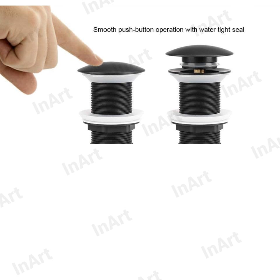 Image of InArt Black Pop-up Brass Waste Coupling for Wash Basin, 5 Inch Full Thread, 32 mm Bathroom Sink Drain Outlet Fitting, Easy Install