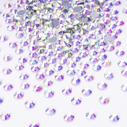 Image of Hotfix Rhinestones Bulk 3000PCS SS8 (2.3-2.5mm), Crystal AB Glass Rhinestones for Clothes, Tumblers, Shoes DIY, Heat Transfer Flatback Gems for Crafts & Decoration