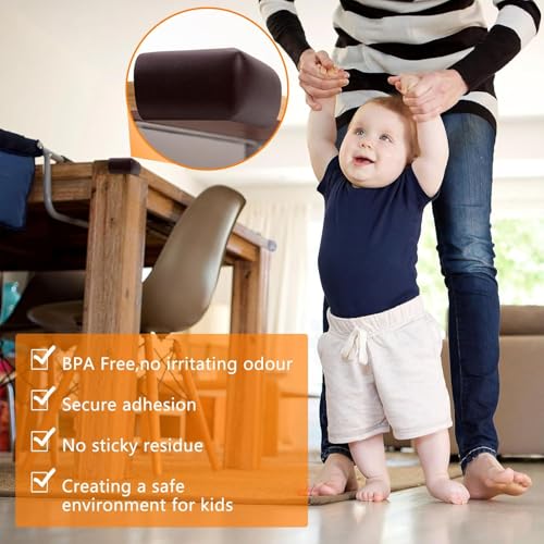 Image of RECLUSE 8 Pack Soft Baby Corner Guards - Cushioned Baby Proofing Edge and Table Corner Protectors Proof for Furniture, Toddler Bed, Bumpers Child Safety Edge Protector for Kids (Brown)