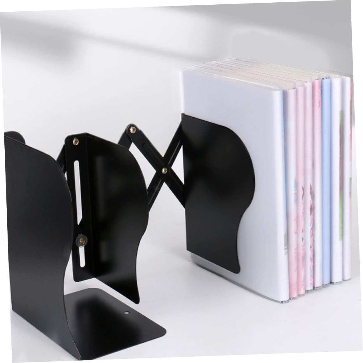 Buchstütze Vintage Praktische Buchstütze aus Kunststoff und Metall Schwarz für Bücherordnung dem Schreibtisch Einfaches Design