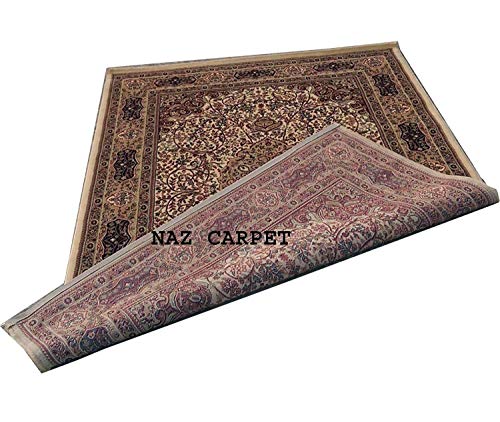 Image of Kashmiri Traditional Woollen Carpet with Advanced 1 Inch Thickness & Classical Look 90x160cm (3x5 Feet) Color Ivory