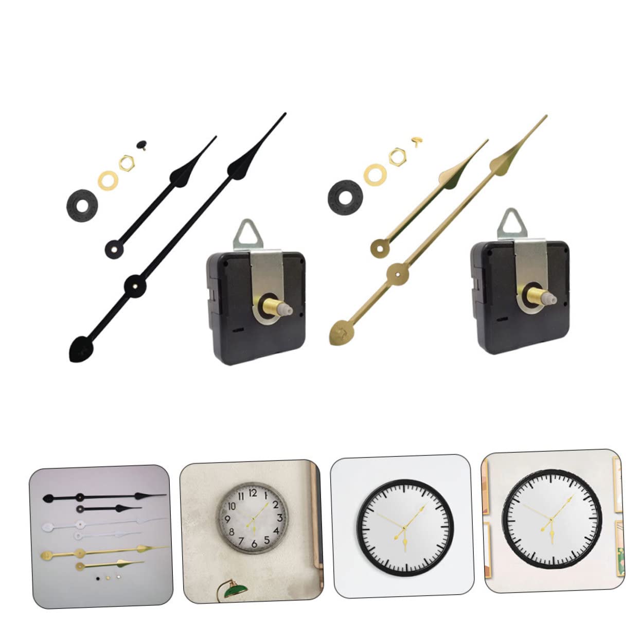 Lurrose 6 Sets DIY Uhrwerkmotor Schwarze Teile Uhrwerkersatz Geräuschlos Ersetzen Oder Machen Sie Ihre Eigene Uhr Vintage Uhr Kleines Uhrwerk Uhrwerk Uhrzeiger Kunststoff