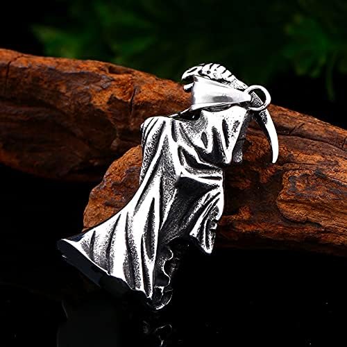 Grim Reaper Pendant Necklace - Stainless Steel Skull Jewelry - Image 4
