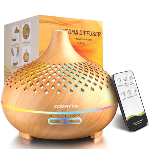 Essential Oil Diffuser for Bedroom,Quiet Humidifiers for Home,500ml Aromatherapy Diffuser,Ultrasonic Diffusers for Essential Oils with Timer and 14 Colors Light,2 Mist Mode Waterless Auto Off