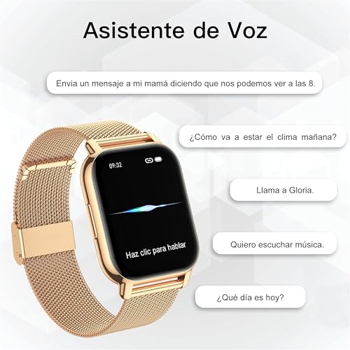 Popglory Damski smartwatch, funkcja odbierania połączeń, pomiar ciśnienia krwi, tętna i snu, ponad 100 sportów, Android, iOS
