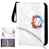 Baseball Card Binder with Sleeves, Sports Card Binder Collectible Trading Card Albums Fits Cards with 50 Removable Sleeves (White, 900 Pockets)