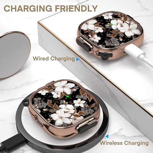 Image of Maxjoy for AirPods 4 Case with Lock, Flower AirPods 4 Case Lock Protective Hard Cute AirPod 4 Generation Cover for Women Men with Keychain Clip for AirPod 4th Generation Cover 2024, Floral