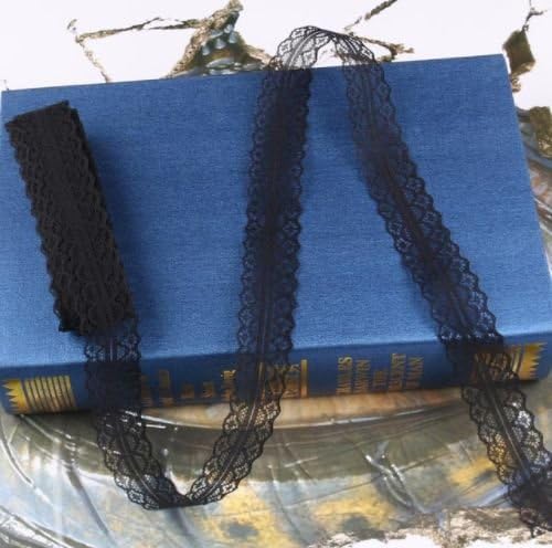 AK TRADING CO. Cinta de encaje con patrón floral negro de 1 pulgada de ancho x 10 yardas para decoración, diseño floral y manualidades