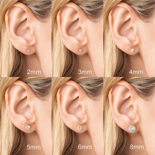 Threadless Flat Back Stud Earrings, 6 Pairs Titanium Hypoallergenic Earrings for Women Men, Cubic Zirconia Silver Gold Stud Earrings Surgical Stainless Steel Stud Earring Set for Cartilage 2-8mm4