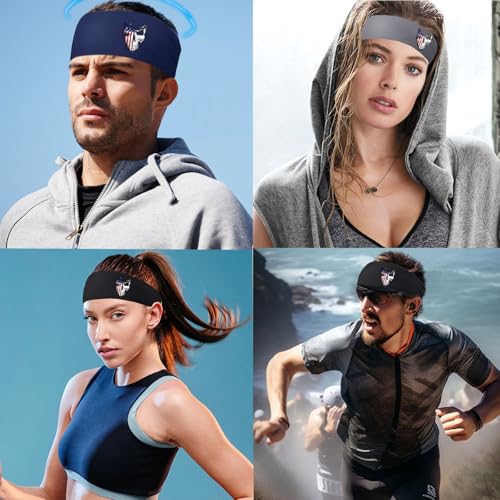 Image of 3pcs Sports Sweat Bands Headbands for Men Sweatbands Skull Workout Cooling Headbands for Men Women Running Headband Hairband Elastic Men's Head Sweat Band for Football