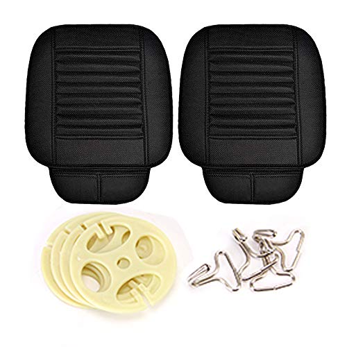 D-Lumina 2Pcs Front Seat Covers - Leather Car Seats Bottom Cover Cushion Pad Mat Protector, Bamboo Charcoal Filled, Universal For 4 Season, Black (21.5 × 24.06 Inch) #TOP2
