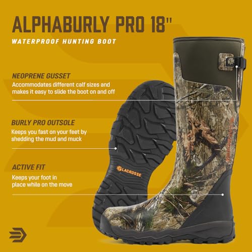 Image of LaCrosse Burly Rubber Hunting & Work Boots for Men - Waterproof ZXT Rubber with Foam Insulation, Top Strap, EVA Footbed, and Slip-Resistant Outsole