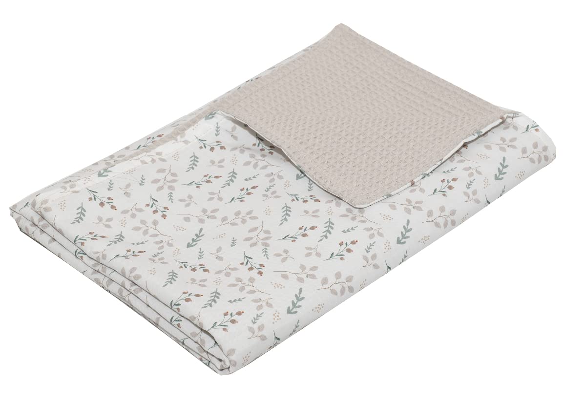 ULLENBOOM ® Babydecke 70x100 cm Floral-Sand (Made in EU) - Baby Kuscheldecke aus OEKO-TEX Baumwolle & Fleece, ideal als Kinderwagendecke oder Spieldecke geeignet