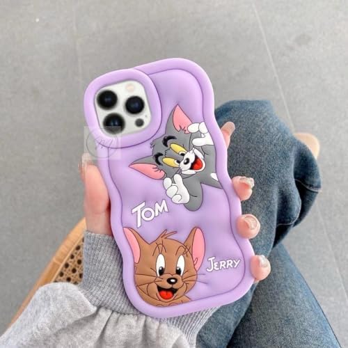 Image of MIDOS Back Cover Compatible with iPhone 16 Pro Soft Silicone 3D Cute Cartoon Full Protective Case for iPhone 16 Pro (Purple)