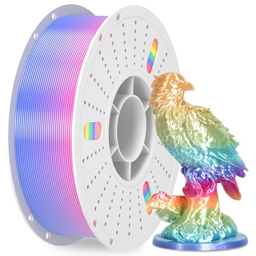 Image of PINBALL Silk Rainbow PLA 3D Printer Filament 1.75mm Shiny Multi-Color Changing Filament 3D Printing PLA Filament Dimensional Accuracy + /- 0.02mm 1 KG Silk Rainbow Candy