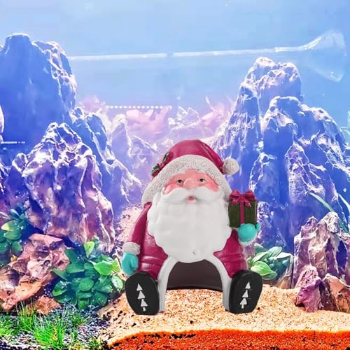 Image of Christmas Aquarium Decorations- Santa Claus Micro Landscape Ornaments for Betta Hiding in 5-30 Gallon Fish Tank
