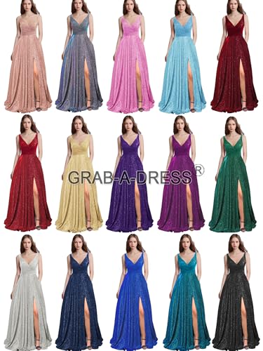 Prom Dresses Long A Line with Pockets V Neck Formal Evening Ball Gowns Side Slit Glitter Party Dress Plus Size 20254