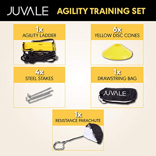 Juvale Speed and Agility Ladder Training Set with 6 Cones and Resistance Parachute