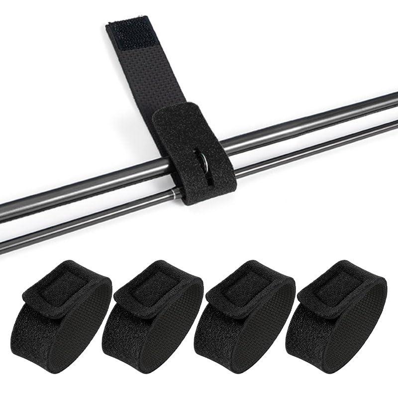 Nikovoke 4 Pcs Adjustable Neoprene Fishing Rod Straps, Elastic Rod Belt Ties for Casting, Spinning, Carp, Sea, Feeder, Travel Fishing Rods, 22cm Length — image 1