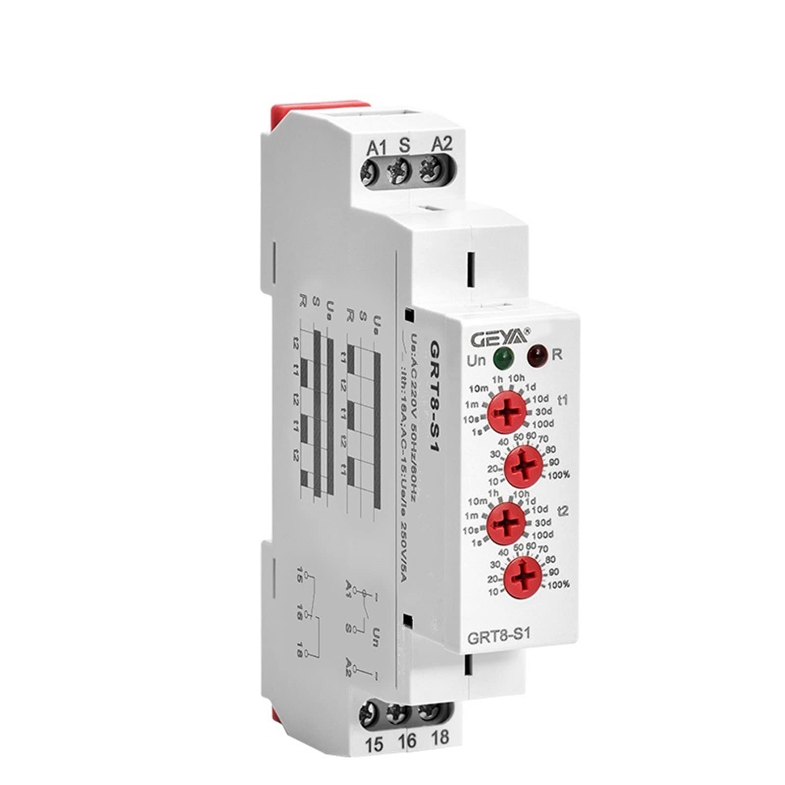 GRT8-S Przekaźnik czasowy cyklu asymetrycznego SPDT 220V 16A AC/DC12V-240V Elektroniczny repeater