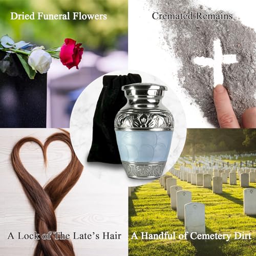 Image of Small Urns for Human Ashes Keepsake - Mini Urns for Ashes - Handcrafted Keepsake Urns - Sky Blue Small Urn for Ash - Set of 4 Memorial Ash Holders
