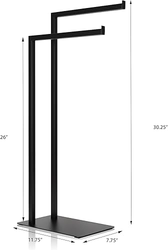 Miniatura 3 de Toallero de 2 rieles - Negro, accesorio de baño moderno, resistente de pie, soporte de suelo, negro