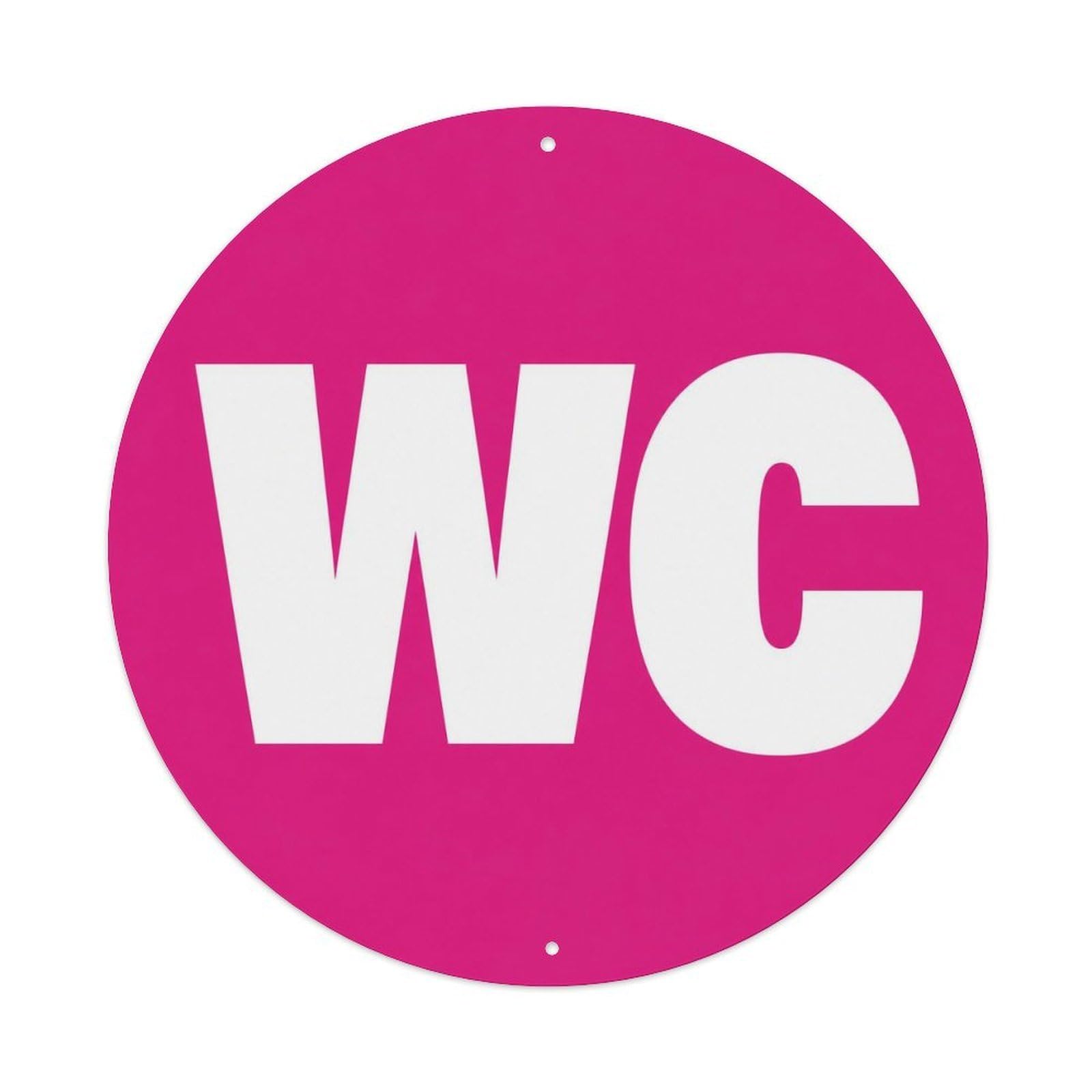 Olyhtr 8X8inch Classic Style Magenta White Bold Wc Symbol Classic Badge Icon Type Metal Tin Sign