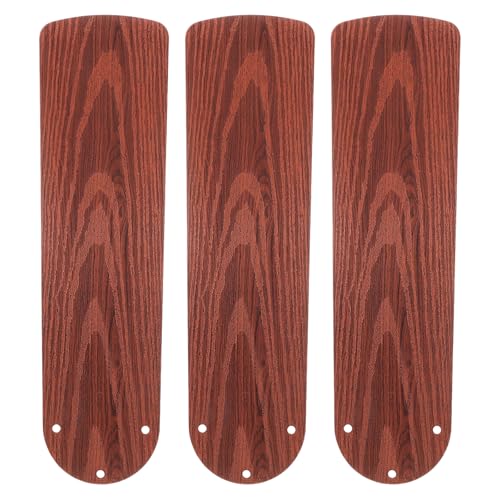 GALPADA Aspas de Ventilador de Repuesto para Ventilador de Techo 52 Pulgadas, Plástico Textura de Madera Nogal, 3 Piezas Rojo Oscuro, Accesorio Resistente Humedad para Uso Interior