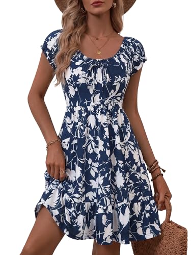 Image of HUHOT Teen Petite Women Floral Short Summer Mini Dresses with Pockets Cute Milkmaid Sundress 2026