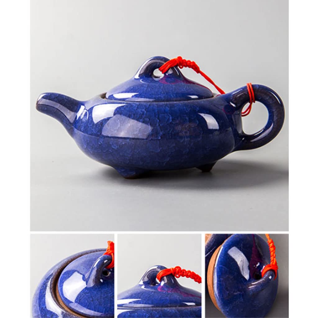 Tetera de porcelana de 175 ml, tetera china Gongfu, tetera de 5,9 oz con glaseado de grietas de hielo para té floreciente y hojas sueltas