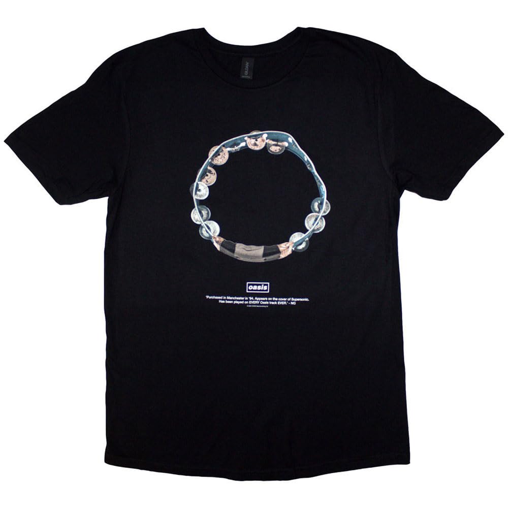 Rock Off officially licensed products Oasis Definitely Maybe Tambourine T Shirt, Black, XL