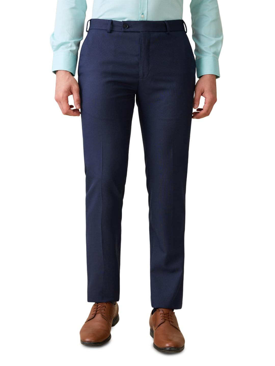 raymond Men Slim Fit Structure Pattern Poly Viscose Blend Flat Front Formal Trouser-picture-42