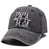 OASCUVER Men‘s Embroidered Papa Bear Hats Adjustable Baseball Cap Washed Denim Dad Hat(Papa Bear Embroidered Black, one Size)