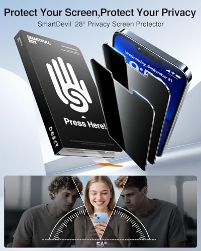 SMARTDEVIL 9H Anti-Spy Screen Protector for iPhone 11 with Camera Lens Protector, Bubble Free Easy Install, Elastic Fit Design