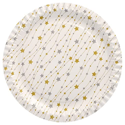 1100 Pappteller Weihnachten rund Ø 23 cm silber/gold 'Etoiles' Weihnachtsteller Einweg