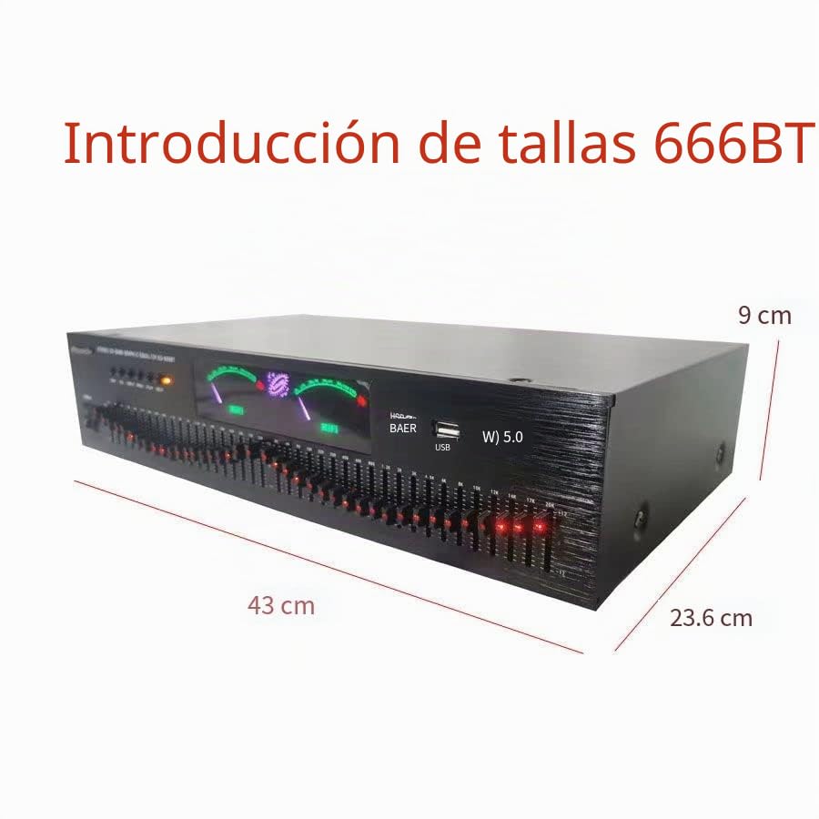 EQ-666BT Ecualizador Bluetooth sin pérdidas estéreo de 40 bandas Controlador de efectos digitales de audio,EQ Hi-Fi Home EQ,Ecualizador de ajuste alto/medio/bajo,tarjeta de soporte/disco U, black