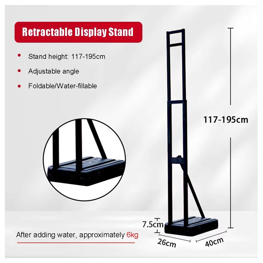 Soporte de Carteles de Piso Pesado Resistente, Altura Ajustable de hasta 75 Pulgadas, Base Llena de Agua para Eventos Interiores al Aire Libre, Soporte de Cartel de Servicio Pesado para exposiciones,