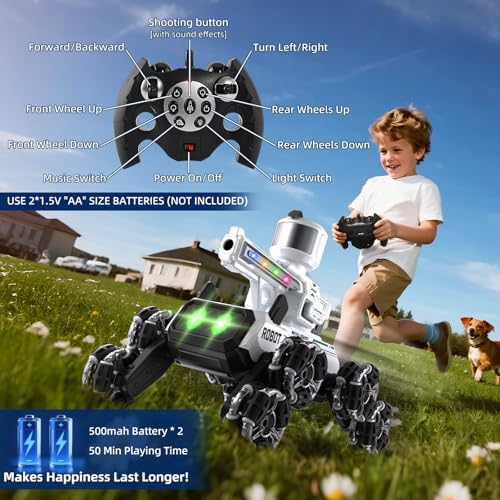 Godboat Robot Dog - Smart Toys for Kids with Music & LED Eyes, 2.4GHZ RC Car, 8-Wheel Stunt, 9+ Lifelike Actions and Water-Shooting, Age 3 4 5 6 7 8 Year Old Boys Girls Christmas & Birthday Gifts 2026 - Image 7