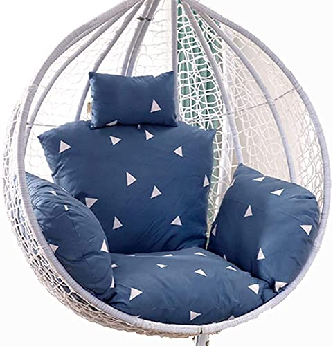 Chaise longue d'extérieur en rotin à suspendre avec coussin à sangle fixe Bleu Grande taille