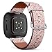 CJBROES Replacement Leather Watch Band, Compatible with Fitbit Versa 3 and Fitbit Sense of Wristband Bracelet Accessory - Rose Flowered