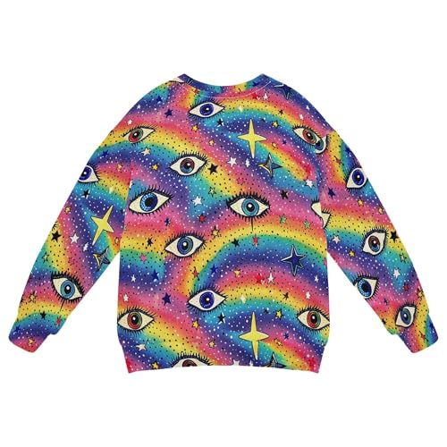 JUNZAN Evil Eyes and Stars on Rainbows Big Boys Sweatshirts Hoodies Long Sleeve Outerwear for Kids Athletic 4T2