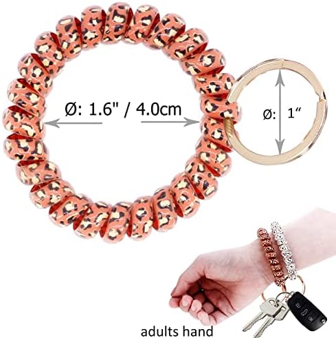 BIHRTC Pack of 6 Stretchy Keychain Plastic Coil Stretch Wristband Bracelet