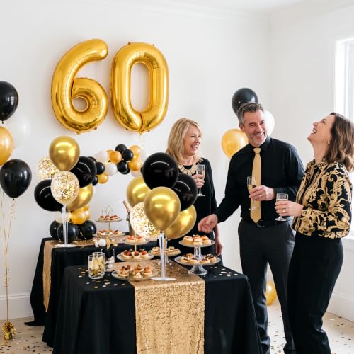 Image of TONIFUL 4 Set Black Gold 60 Balloon Stand Balloon Centerpieces for Table