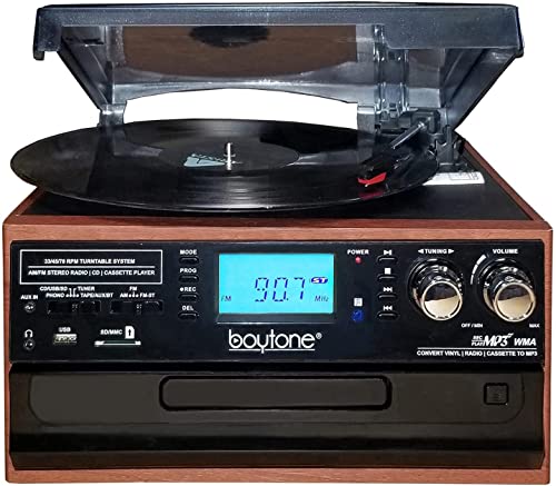 Boytone BT-22MS, Bluetooth Record Player Turntable, AM/FM Radio, Cassette, CD Player, 2 Built in Speaker, Ability to Convert Vinyl, Radio, Cassette, CD to MP3 Without a Computer, SD Slot, USB, AUX - Les Beatles, Paul McCartney, John Lennon, RIngo Starr, George Harrison Boytone BT-22MS, Bluetooth Record Player Turntable, AM/FM Radio, Cassette, CD Player, 2 Built in Speaker, Ability to Convert Vinyl, Radio, Cassette, CD to MP3 Without a Computer, SD Slot, USB, AUX – Image 3