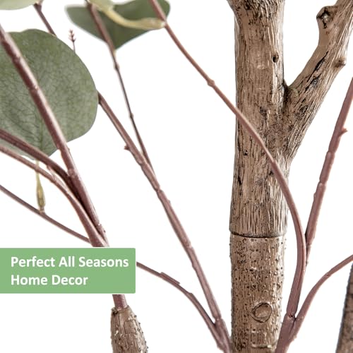 Image of Artificial Eucalyptus Tree, 6FT Tall Faux Eucalyptus Tree, Artificial Plants with Realistic Trunk and Lifelike Leaves for Home Office Decor 6FT Fake Eucalyptus Tree for Home House Office Decor.
